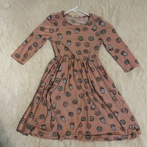Pink donuts and coffee dress with pockets